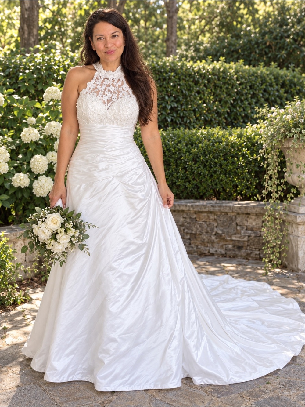 Lana Bisset White Wedding Dress A Line Long Train Never worn